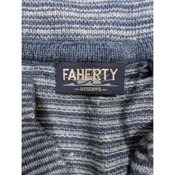 Faherty Reserve Mens SS Linen Sweater Polo Cayman Navy Stripe MYS2513 M New - Picture 4 of 8